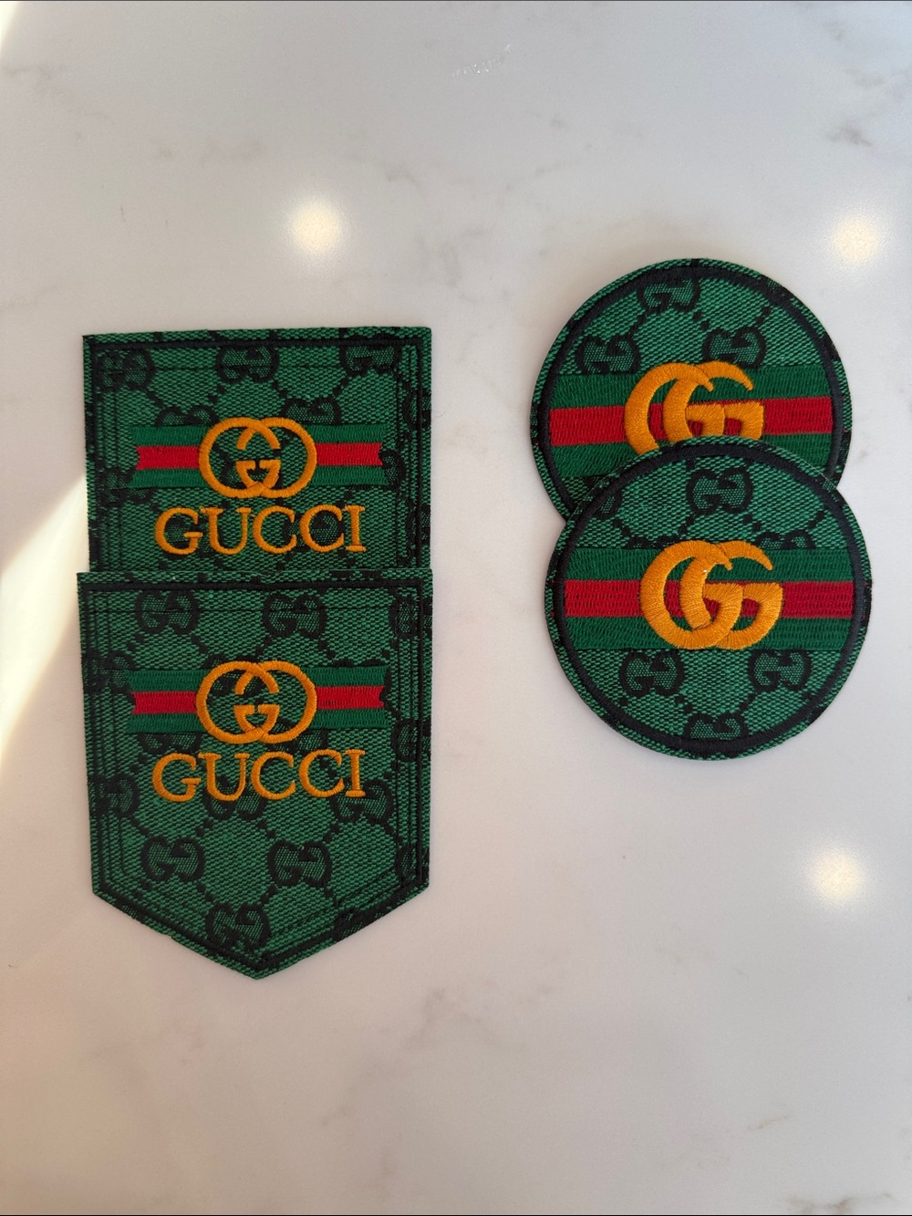 Hand Crafted Green & Gold Iron On Patches